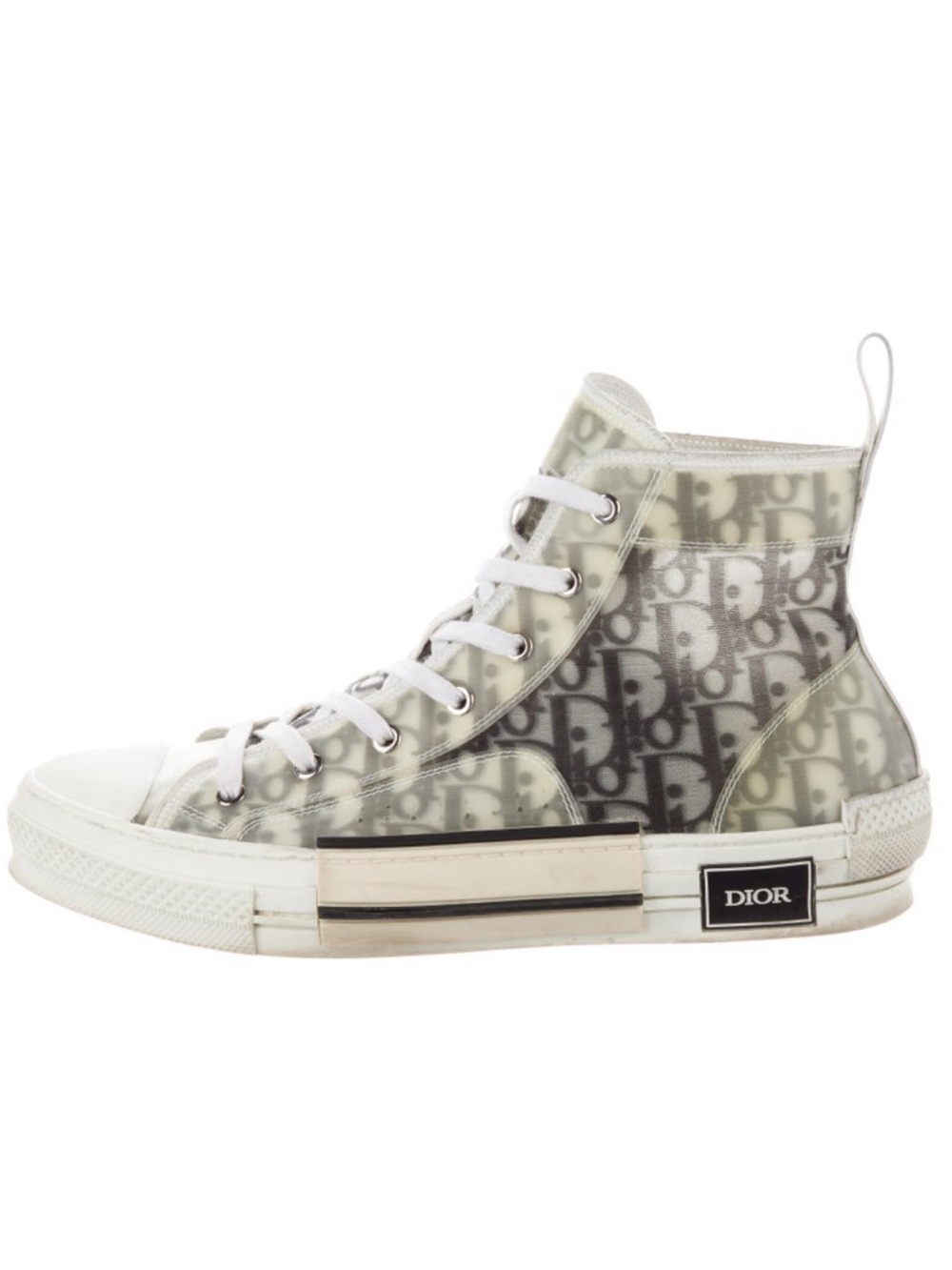 Dior High-Top Sneaker in White and Gray Monogram - Picture 2 of 6